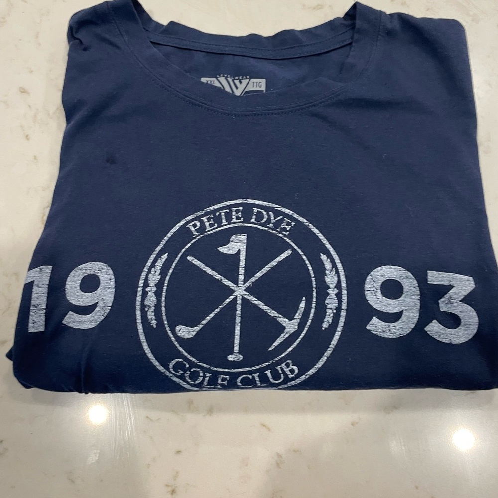 Men’s size XXL Pete Dye Navy Blue golf tee shirt
